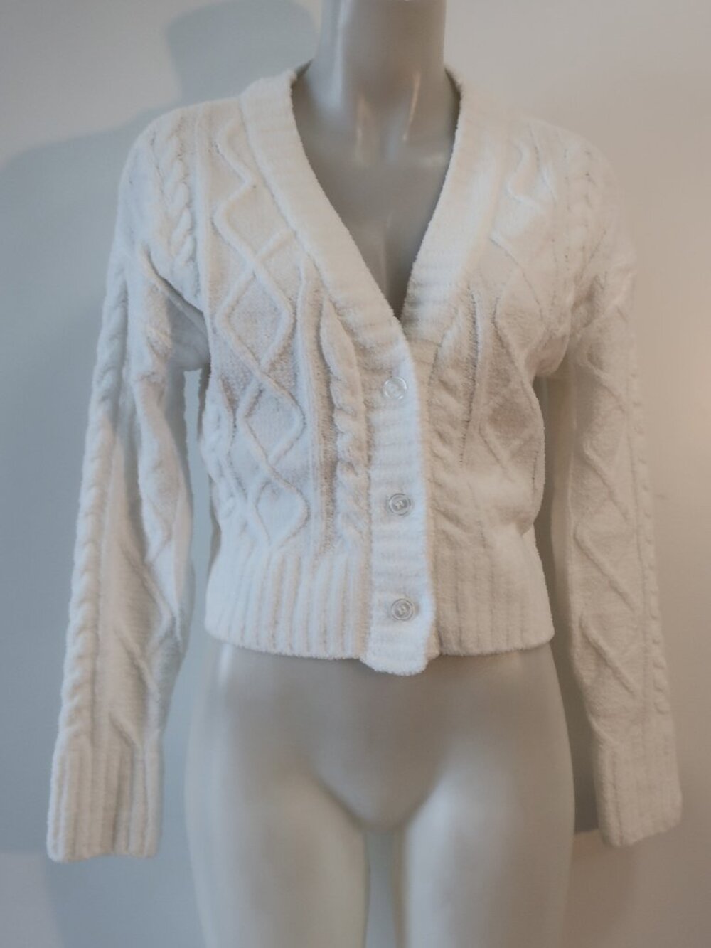 NWT Womens Z Supply White (Item-5) V-Neck Elsa Cable Cardigan Sweater XS